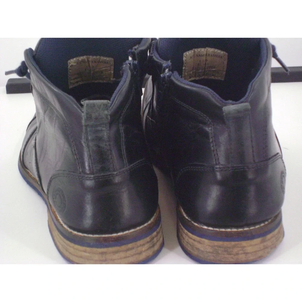 Steve Madden Mens Black Faux Leather Side Zip Chukka Boots Cap Toe Lace Up Shoes